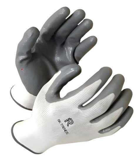 White / Grey Nitrile Coated Gloves